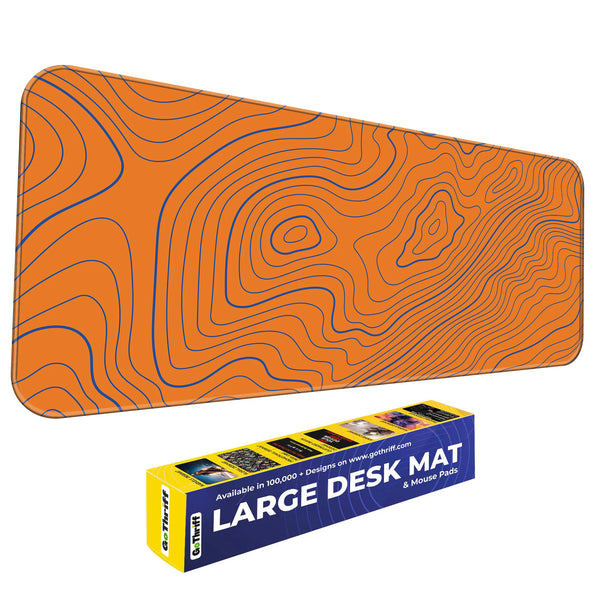 Orange Contour Line Abstract Topographic Deskmat