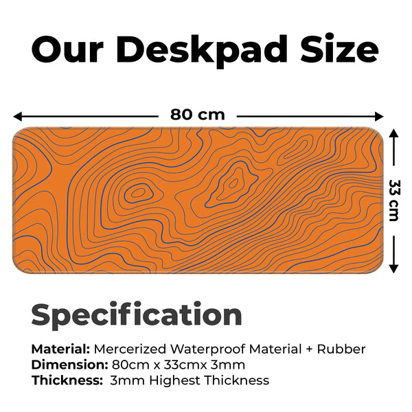 Orange Contour Line Abstract Topographic Deskmat