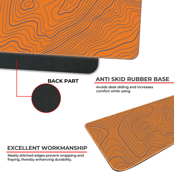 Orange Contour Line Abstract Topographic Deskmat