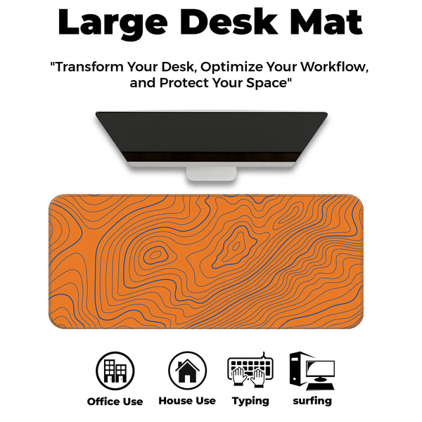 Orange Contour Line Abstract Topographic Deskmat