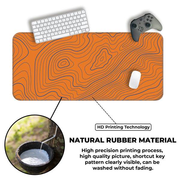 Orange Contour Line Abstract Topographic Deskmat