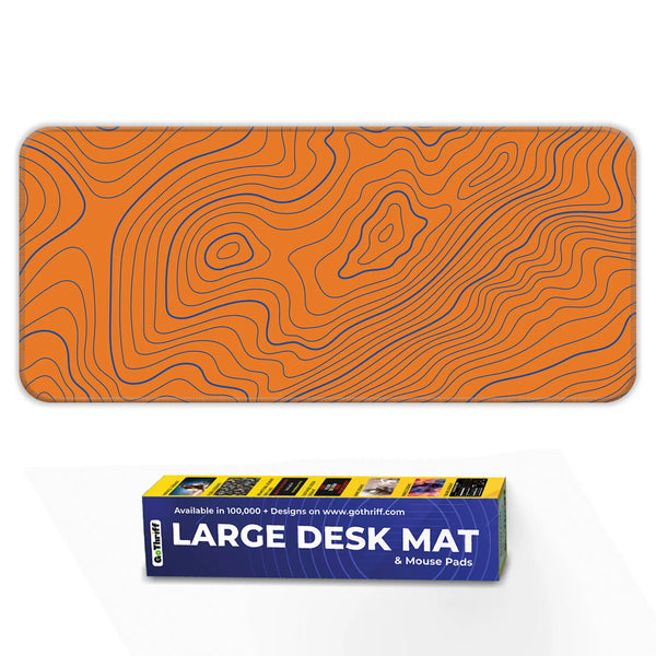 Orange Contour Line Abstract Topographic Deskmat