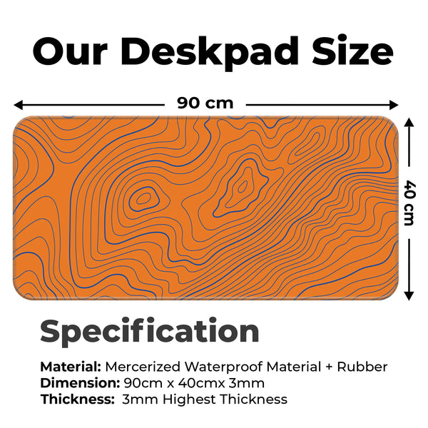Orange Contour Line Abstract Topographic Deskmat