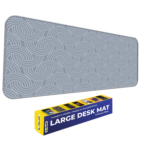 Grey Circular Wave Abstract Line Deskmat
