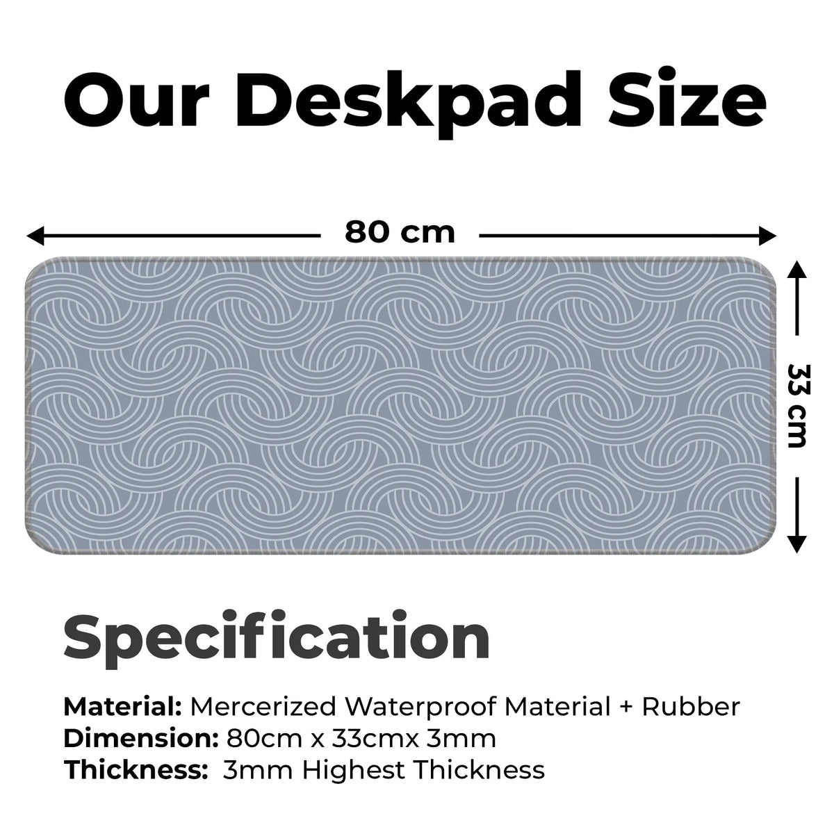 Grey Circular Wave Abstract Line Deskmat