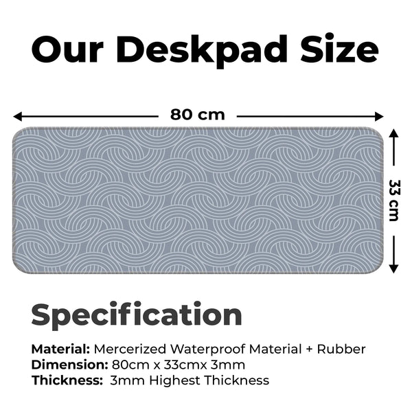 Grey Circular Wave Abstract Line Deskmat