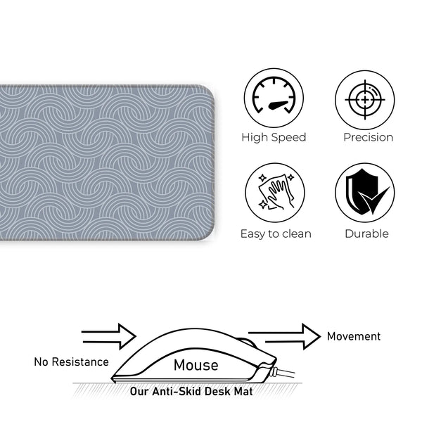 Grey Circular Wave Abstract Line Deskmat