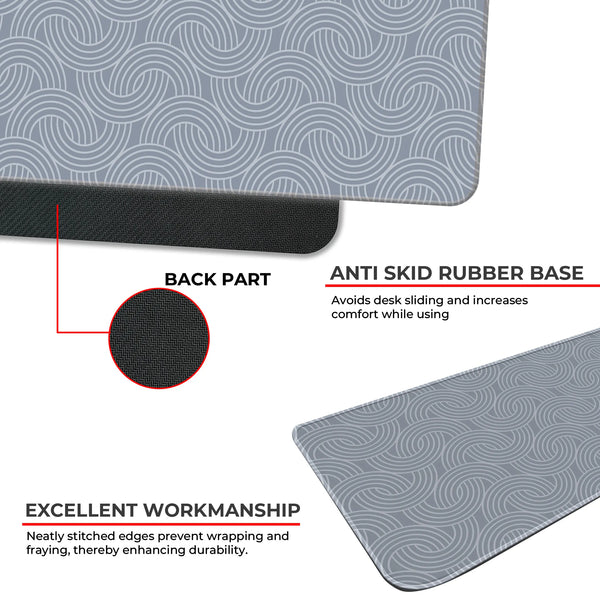 Grey Circular Wave Abstract Line Deskmat