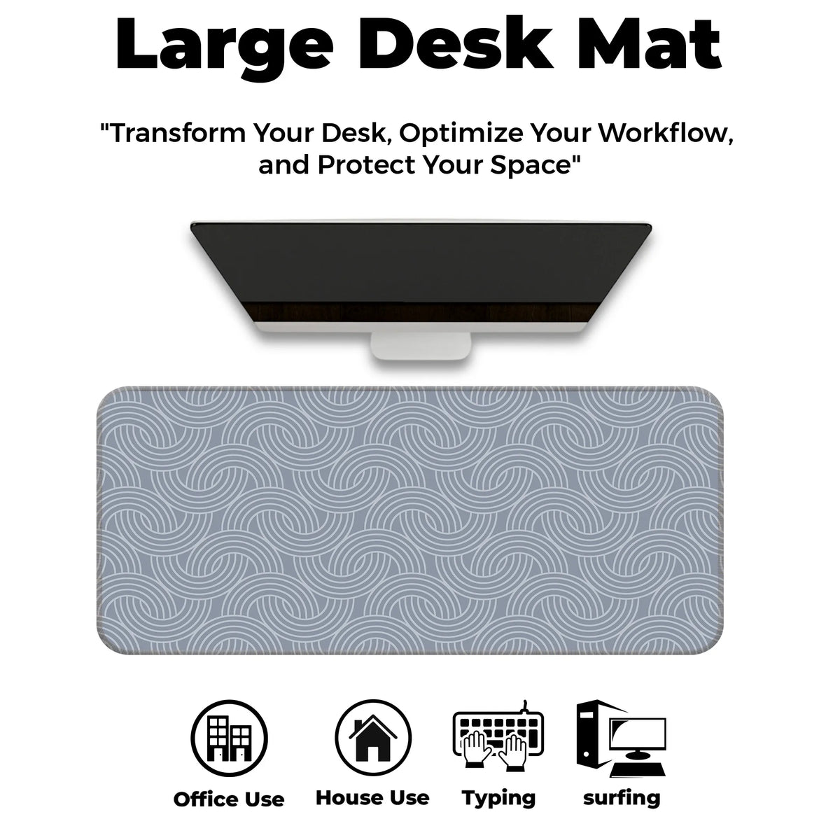 Grey Circular Wave Abstract Line Deskmat