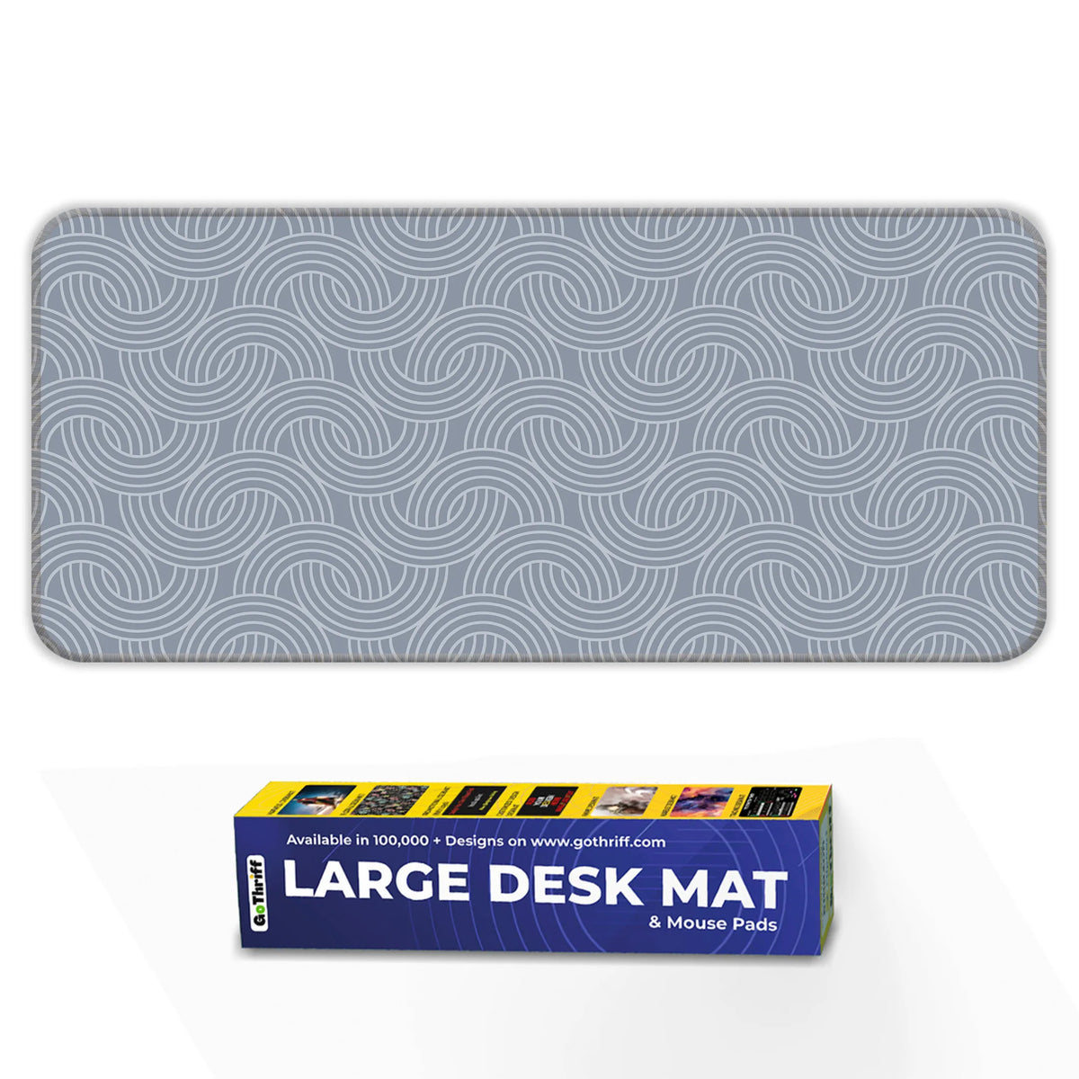 Grey Circular Wave Abstract Line Deskmat