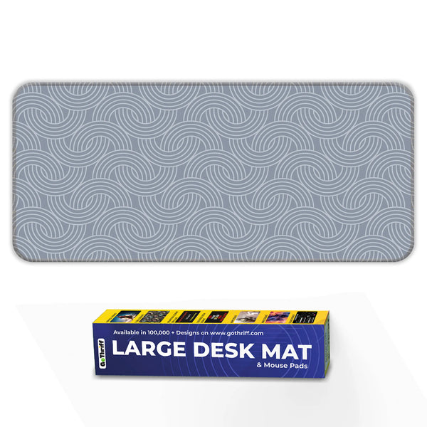 Grey Circular Wave Abstract Line Deskmat