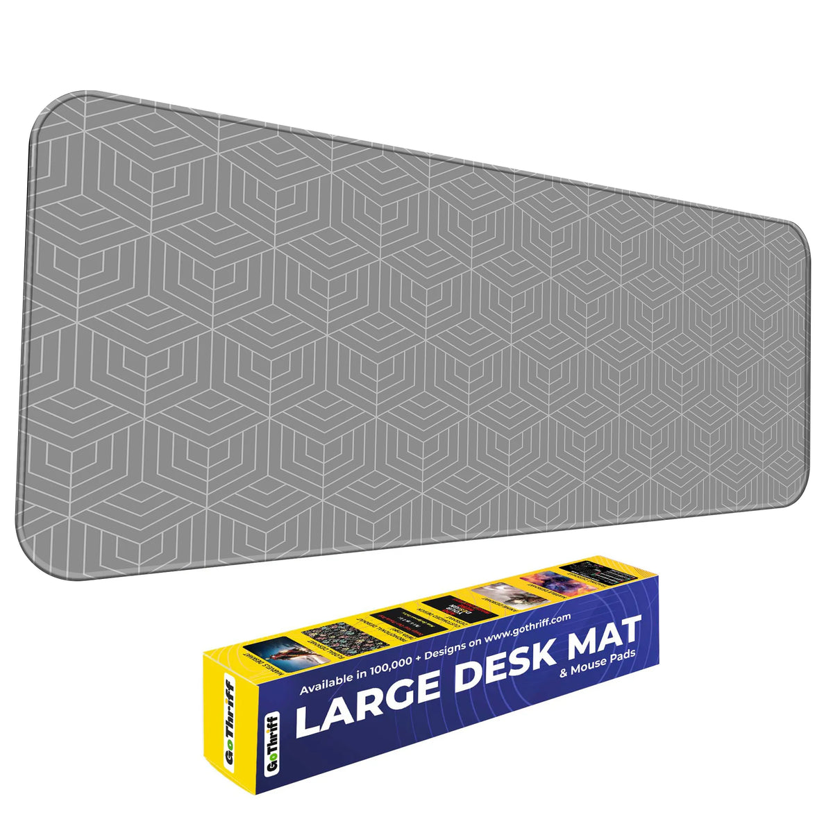 Grey Geometric Cube Abstract Line Deskmat