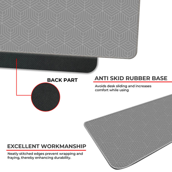 Grey Geometric Cube Abstract Line Deskmat