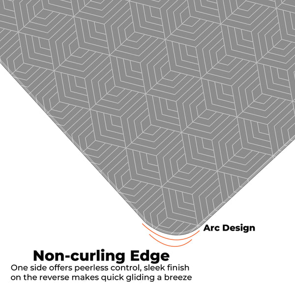Grey Geometric Cube Abstract Line Deskmat