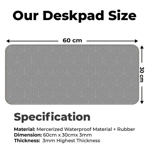 Grey Geometric Cube Abstract Line Deskmat