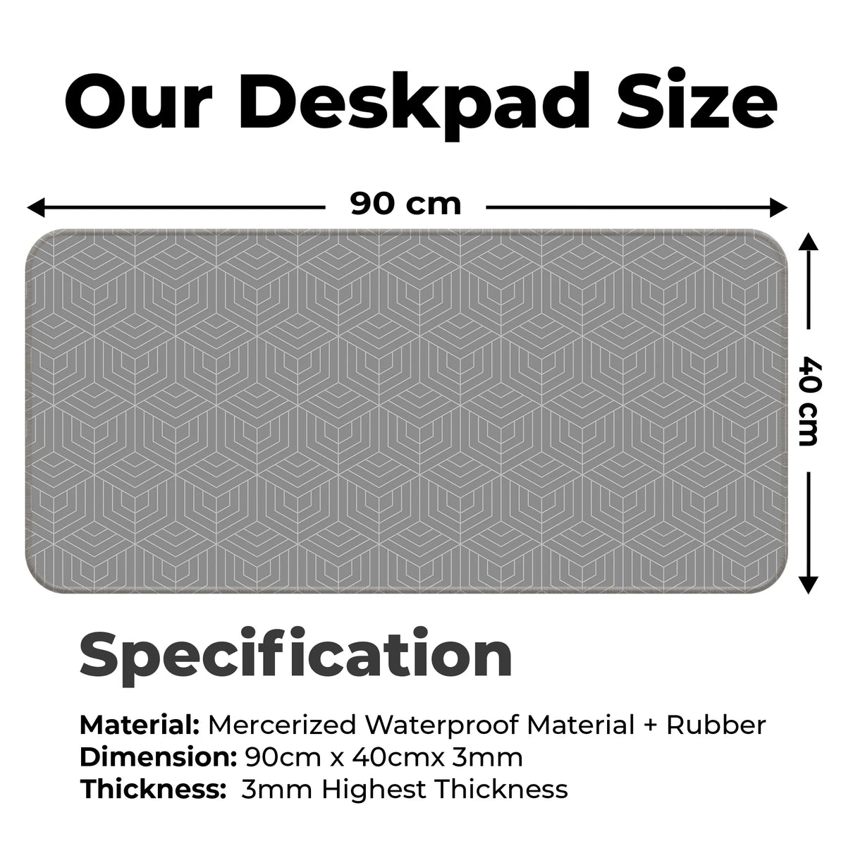 Grey Geometric Cube Abstract Line Deskmat