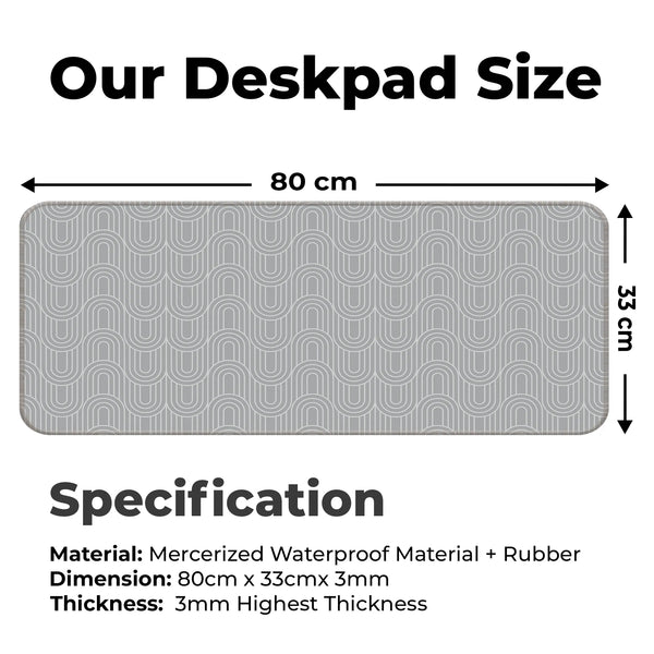 Grey Retro Arch Abstract Line Deskmat