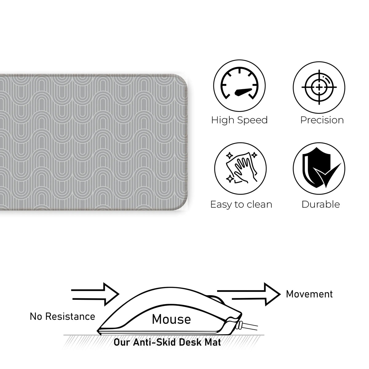 Grey Retro Arch Abstract Line Deskmat