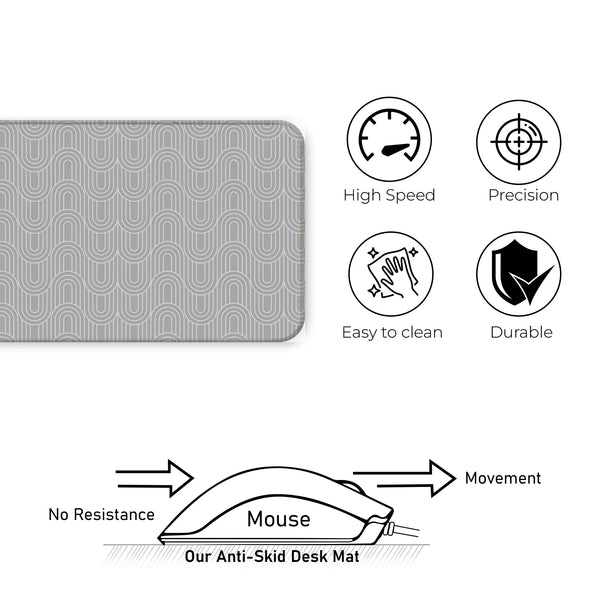 Grey Retro Arch Abstract Line Deskmat