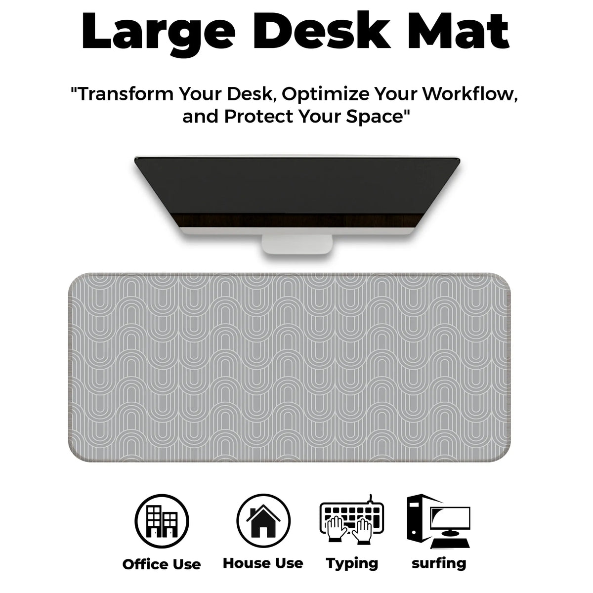 Grey Retro Arch Abstract Line Deskmat