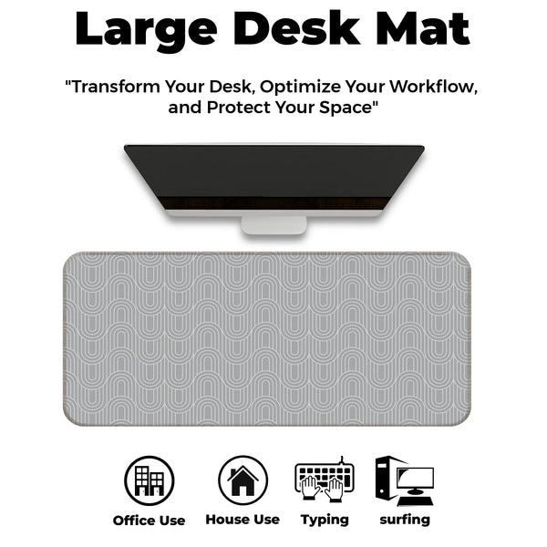 Grey Retro Arch Abstract Line Deskmat