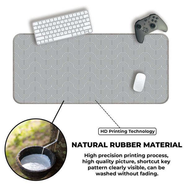 Grey Retro Arch Abstract Line Deskmat