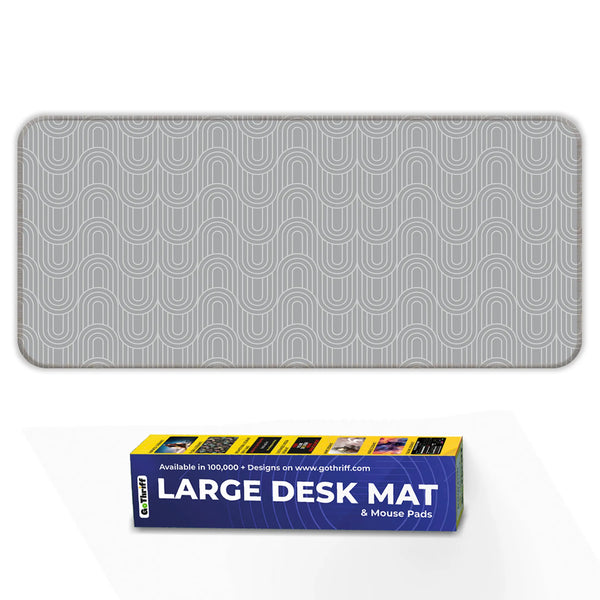 Grey Retro Arch Abstract Line Deskmat