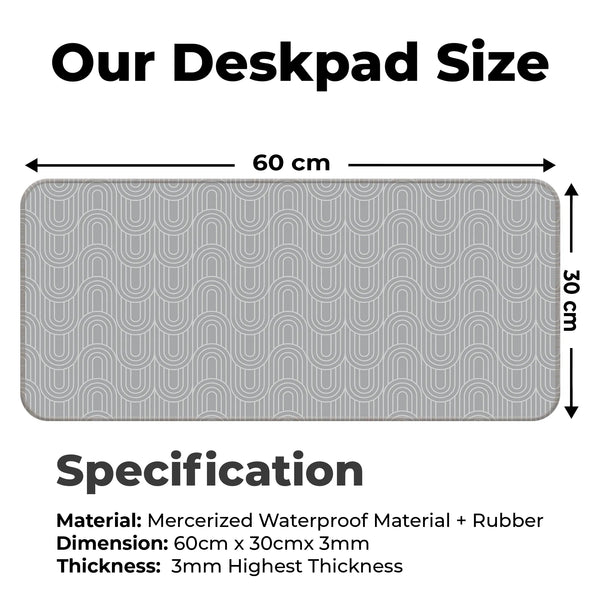 Grey Retro Arch Abstract Line Deskmat