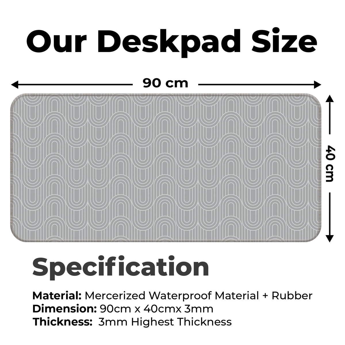 Grey Retro Arch Abstract Line Deskmat