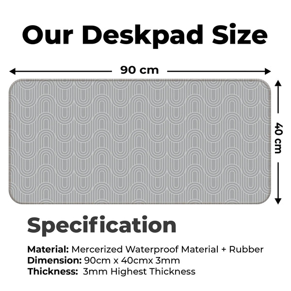 Grey Retro Arch Abstract Line Deskmat