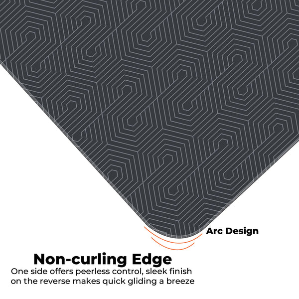 Dark Grey Hexagon Maze Abstract Line Deskmat