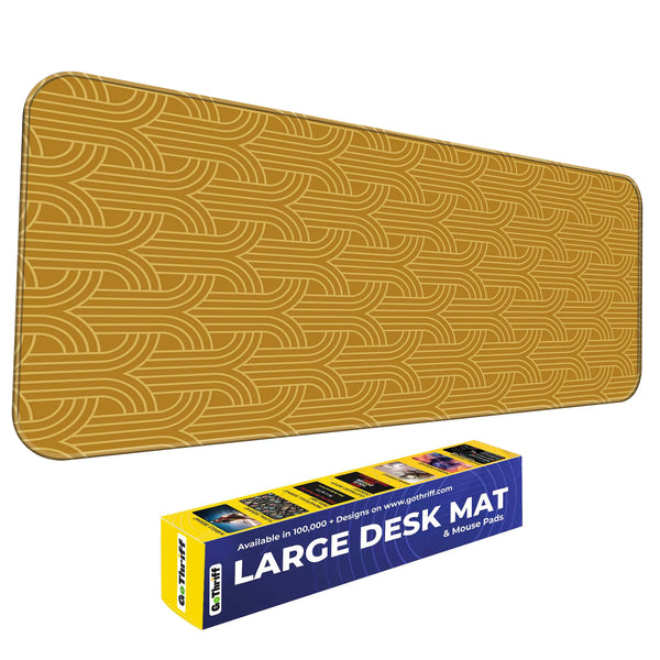 Mustard Yellow Retro Interlock Abstract Deskmat