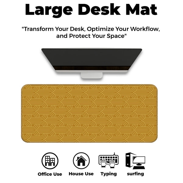 Mustard Yellow Retro Interlock Abstract Deskmat