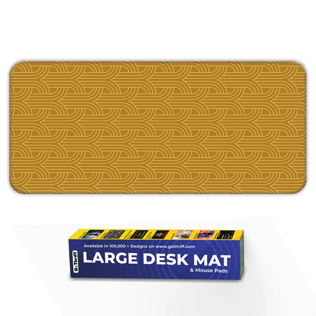 Mustard Yellow Retro Interlock Abstract Deskmat