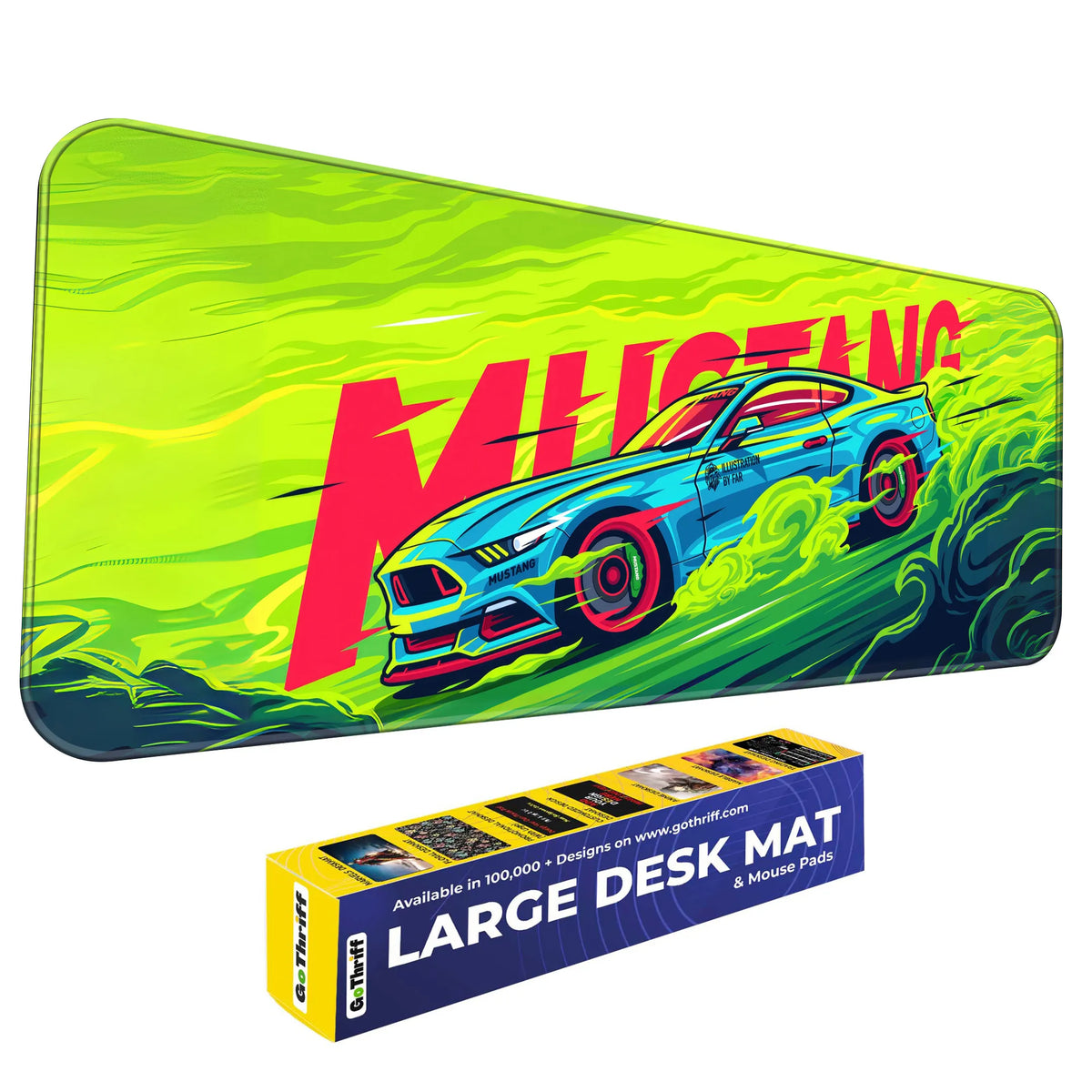Mustang Neon Racing Muscle Car Deskmat