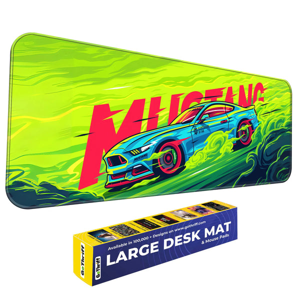 Mustang Neon Racing Muscle Car Deskmat