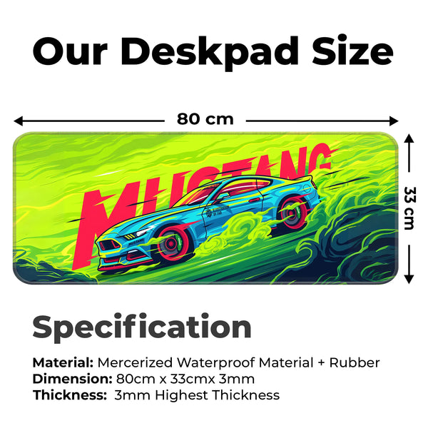 Mustang Neon Racing Muscle Car Deskmat