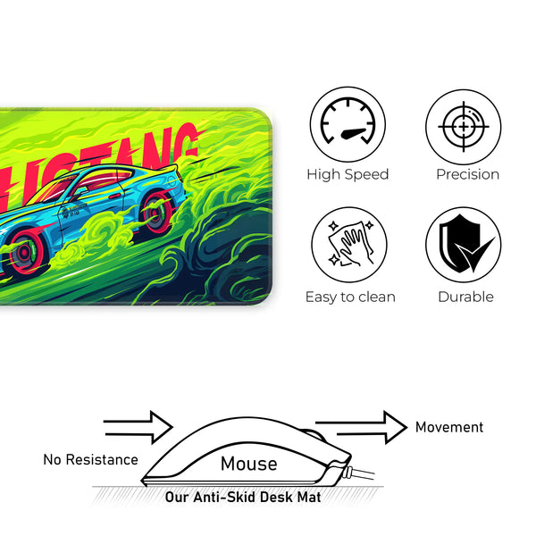 Mustang Neon Racing Muscle Car Deskmat