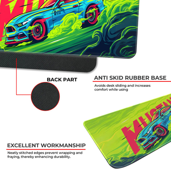 Mustang Neon Racing Muscle Car Deskmat