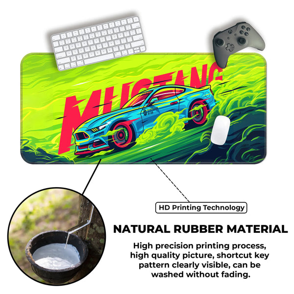 Mustang Neon Racing Muscle Car Deskmat