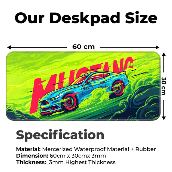 Mustang Neon Racing Muscle Car Deskmat