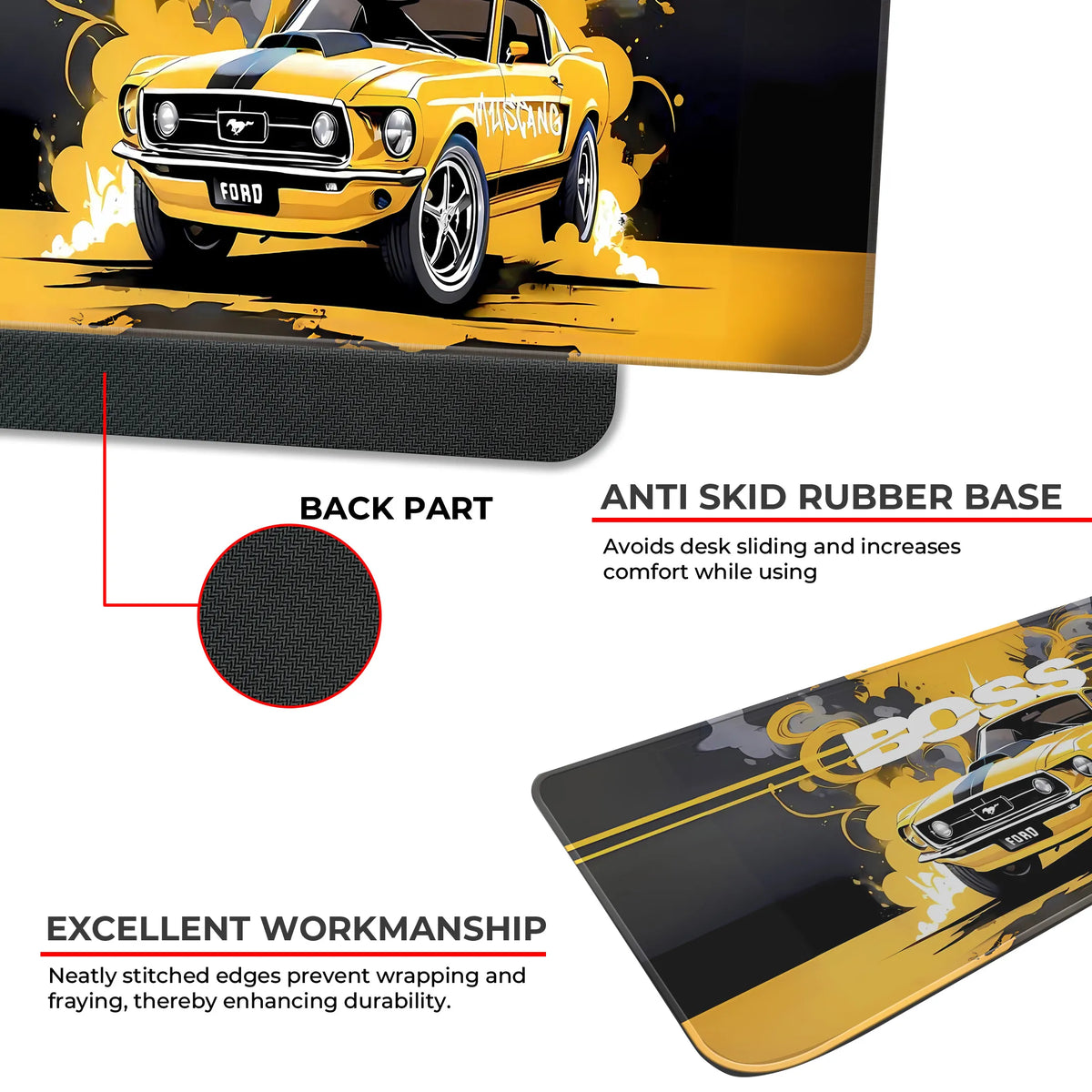 Mustang Boss Classic Muscle Car Deskmat