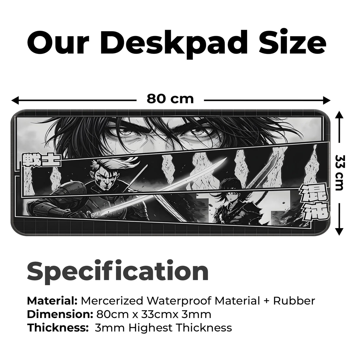 Samurai Warrior Manga Japanese Anime Gaming Deskmat