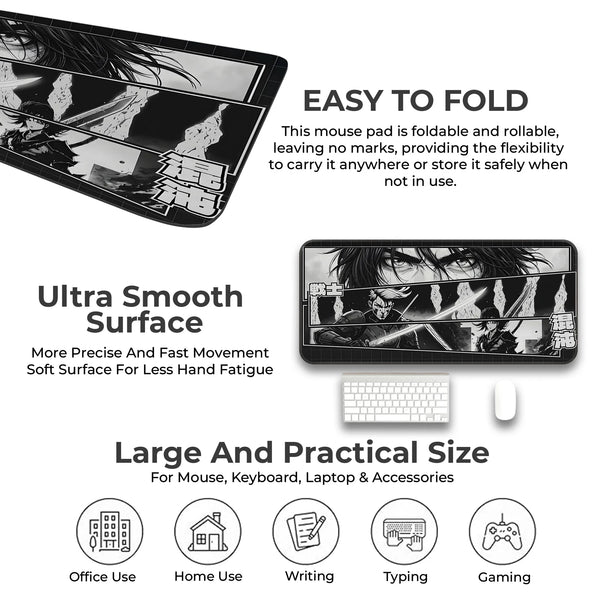 Samurai Warrior Manga Japanese Anime Gaming Deskmat