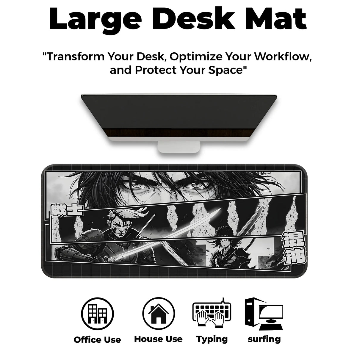 Samurai Warrior Manga Japanese Anime Gaming Deskmat