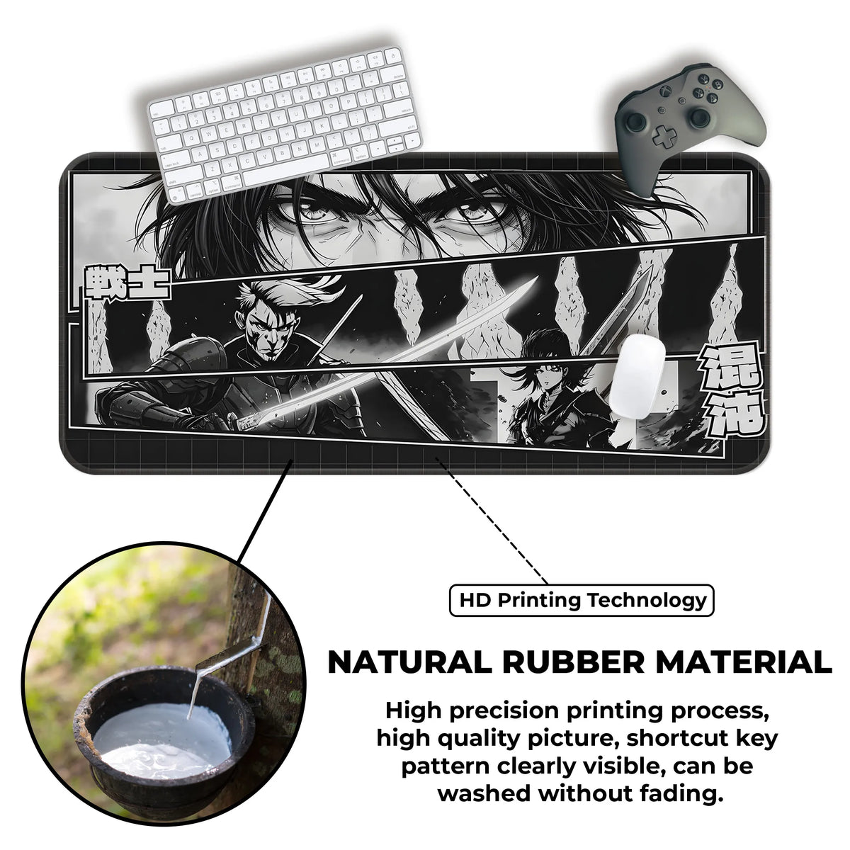 Samurai Warrior Manga Japanese Anime Gaming Deskmat