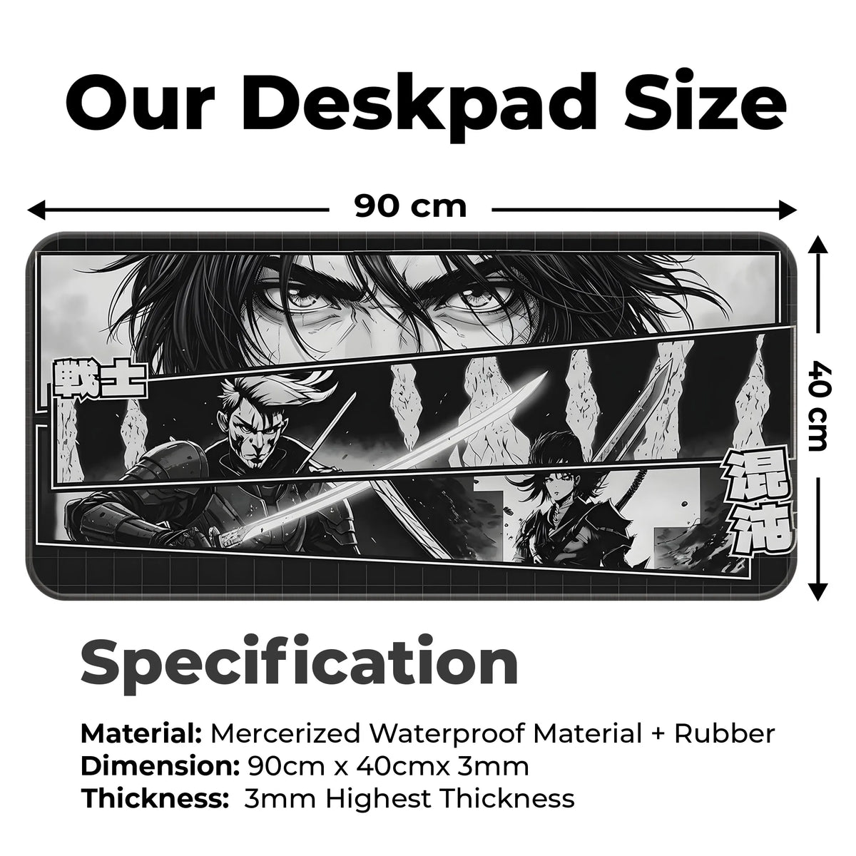 Samurai Warrior Manga Japanese Anime Gaming Deskmat