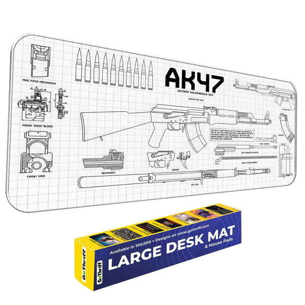 AK47 Blueprint Technical Schematic Gaming Deskmat