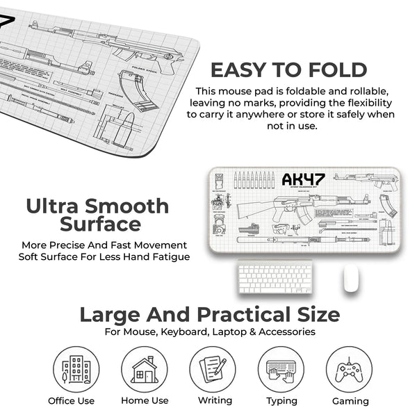 AK47 Blueprint Technical Schematic Gaming Deskmat