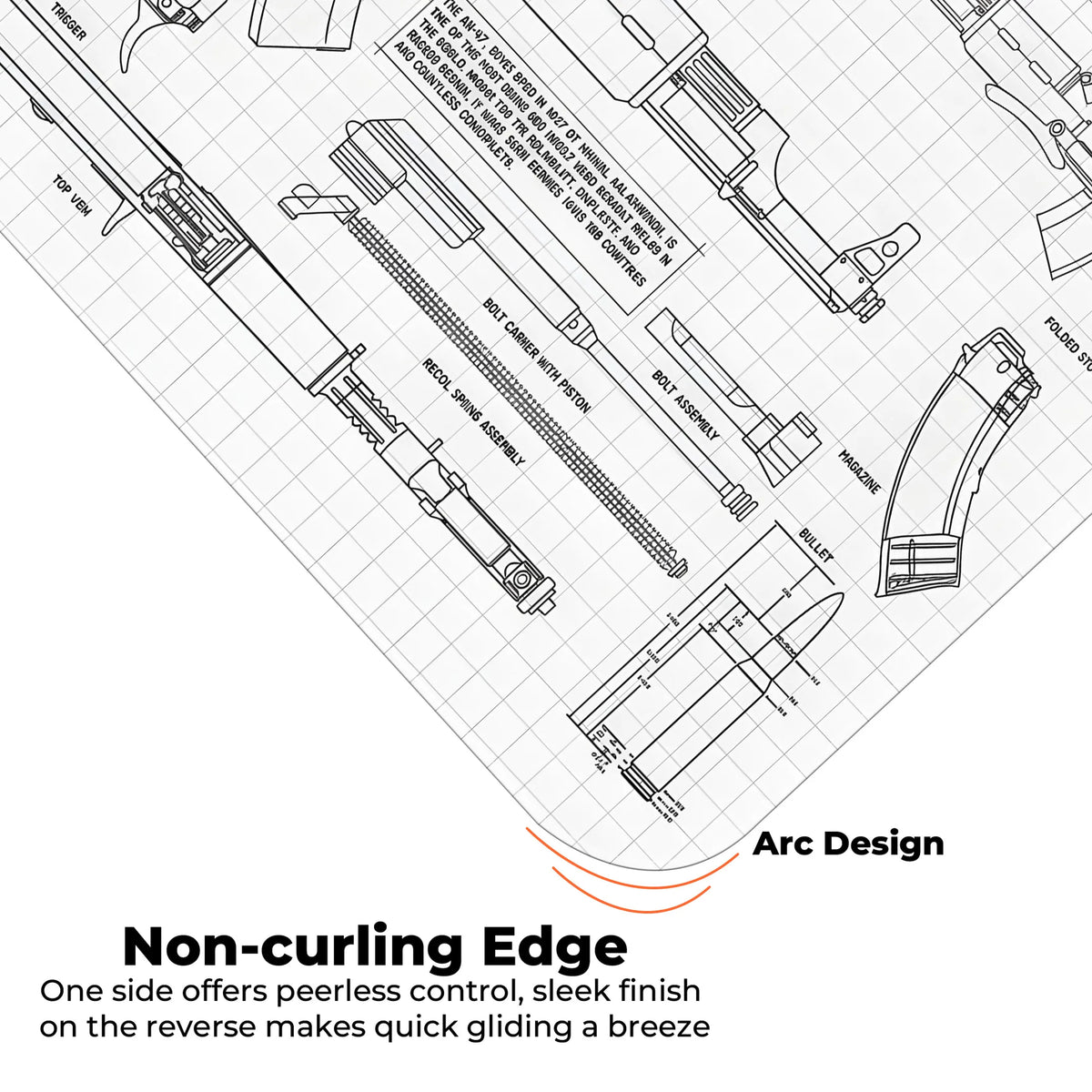 AK47 Blueprint Technical Schematic Gaming Deskmat